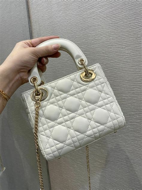 lady dior whsite mini|Lady Dior mini white bag.